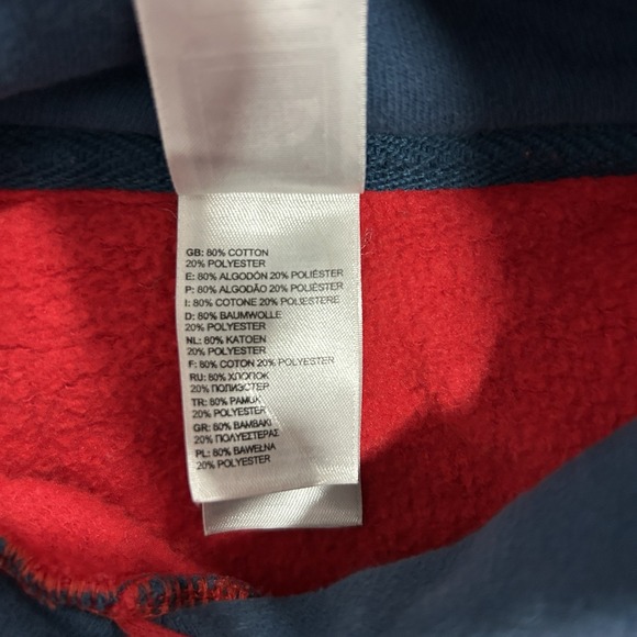The North Face Men's Size Large Hooded Sweatshirt Red and Blue Hoodie Pullover - Picture 9 of 10
